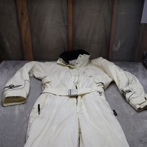 Bogner Coverall Men Large 42 White Belted Winter Snow Suit Wind Rain Ski VTG